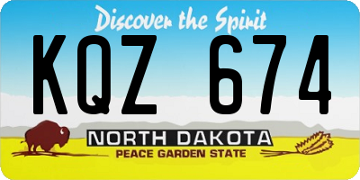 ND license plate KQZ674