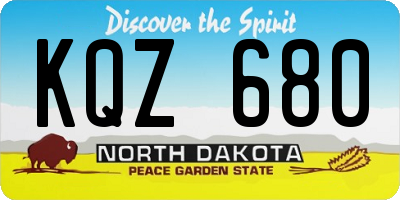 ND license plate KQZ680