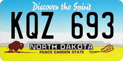 ND license plate KQZ693