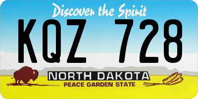 ND license plate KQZ728