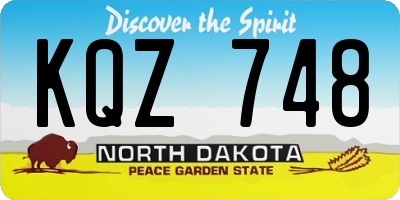 ND license plate KQZ748