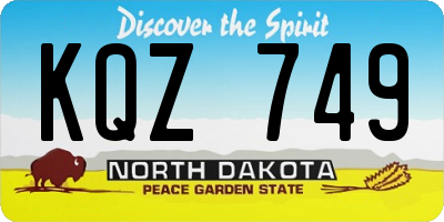 ND license plate KQZ749