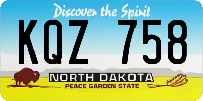 ND license plate KQZ758