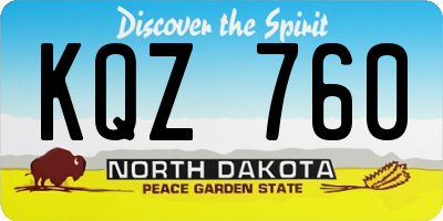 ND license plate KQZ760