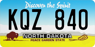 ND license plate KQZ840