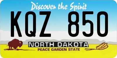 ND license plate KQZ850