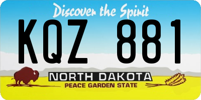 ND license plate KQZ881
