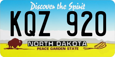 ND license plate KQZ920