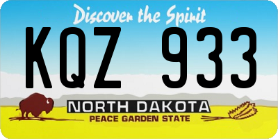 ND license plate KQZ933