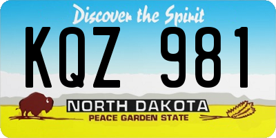 ND license plate KQZ981