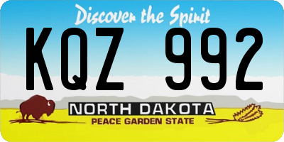 ND license plate KQZ992
