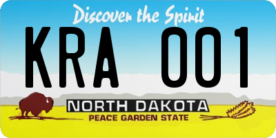 ND license plate KRA001