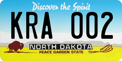 ND license plate KRA002