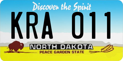 ND license plate KRA011