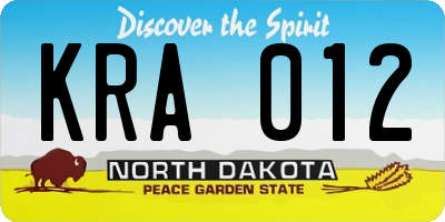 ND license plate KRA012