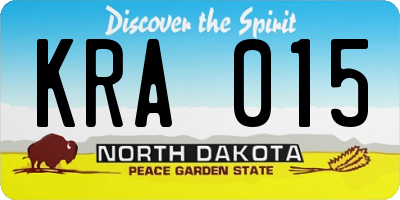ND license plate KRA015