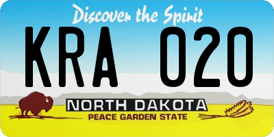 ND license plate KRA020
