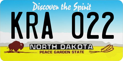 ND license plate KRA022