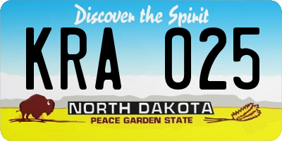 ND license plate KRA025