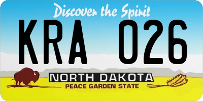 ND license plate KRA026