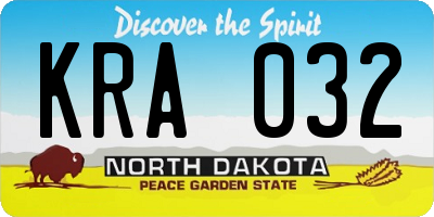ND license plate KRA032