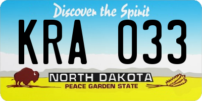 ND license plate KRA033