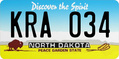 ND license plate KRA034