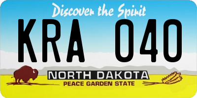ND license plate KRA040
