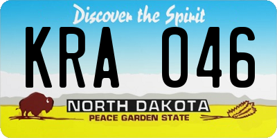 ND license plate KRA046