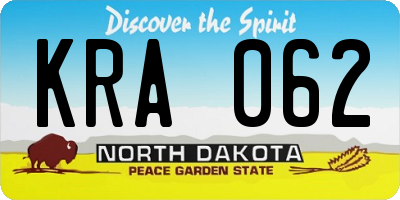 ND license plate KRA062