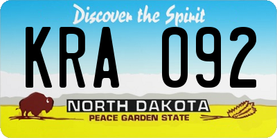 ND license plate KRA092