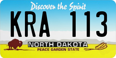 ND license plate KRA113