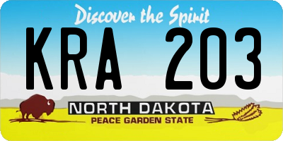 ND license plate KRA203
