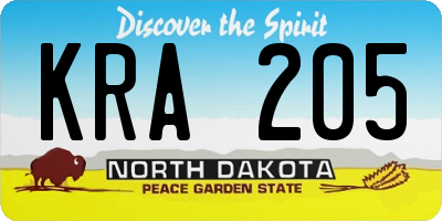 ND license plate KRA205
