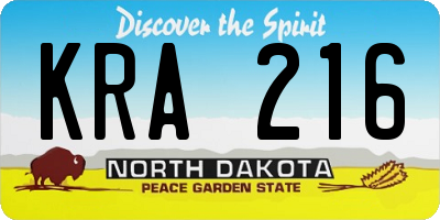 ND license plate KRA216
