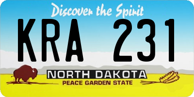 ND license plate KRA231