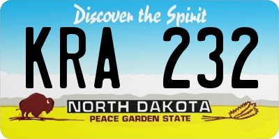ND license plate KRA232