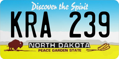 ND license plate KRA239