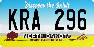 ND license plate KRA296