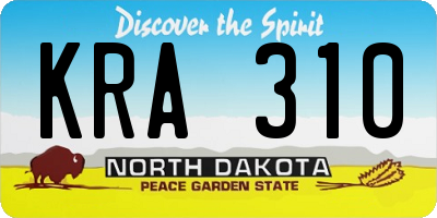 ND license plate KRA310