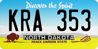 ND license plate KRA353