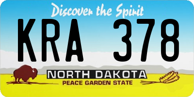 ND license plate KRA378