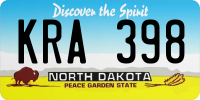 ND license plate KRA398