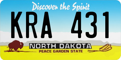 ND license plate KRA431