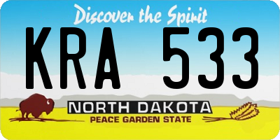 ND license plate KRA533