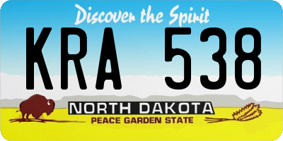 ND license plate KRA538