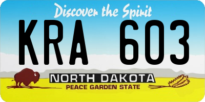 ND license plate KRA603