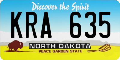 ND license plate KRA635