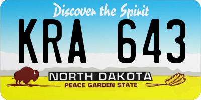 ND license plate KRA643