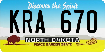 ND license plate KRA670